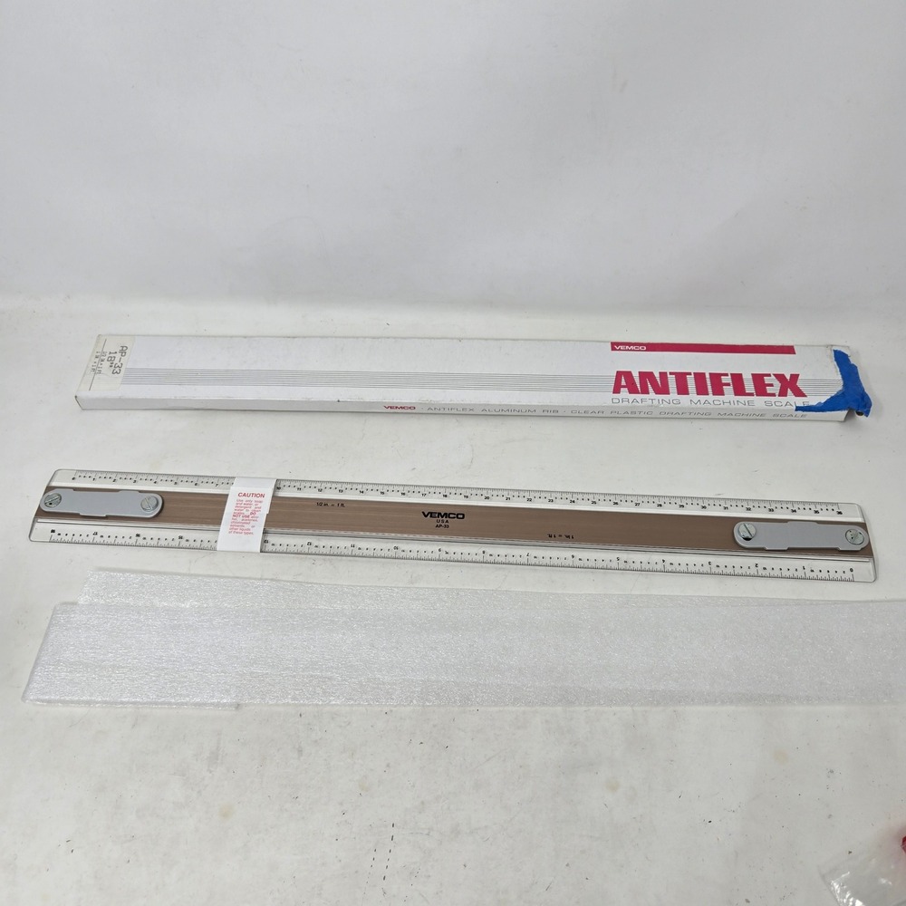 Vemco Antiflex Drafting Machine Scale 18 Inch Aluminum Rib AP-33 Clear‎ Plastic